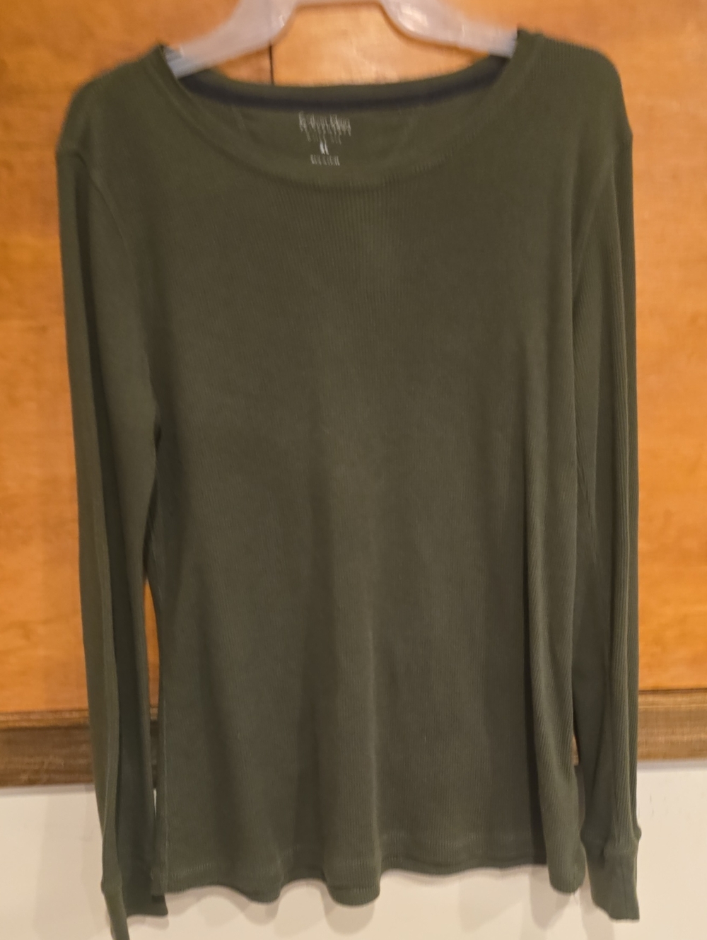 Calvin Klein Olive Ribbed Long Sleeve Crew Top